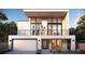 Contemporary two-story home featuring a balcony, garage, and modern design elements at 3336 Ferncliff Ne Pl, Atlanta, GA 30324