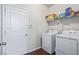 Laundry room with washer, dryer, and shelving at 8785 Seneca Rd, Palmetto, GA 30268
