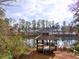 View of the lake and community gazebo from the shoreline at 3412 Lake Pointe Cir, Roswell, GA 30075