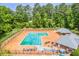 Beautiful community pool area with lounge chairs surrounded by lush greenery at 2548 Brentmoor Ct, Suwanee, GA 30024