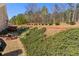 Landscaped backyard with retaining wall and access to a deck at 2270 Washington Dr, Douglasville, GA 30135