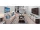 Virtually staged living room with open floor plan and kitchen view at 1208 Stone Castle Cir # 3, Smyrna, GA 30080