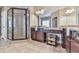 Elegant bathroom with corner shower and double vanity at 217 Towering Peaks, Canton, GA 30114