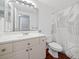 Bathroom with tub shower, updated vanity at 1501 Clairmont Rd # 223, Decatur, GA 30033