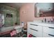 Modern bathroom with a white vanity and marble shower at 1496 Sweet Bottom Sw Cir, Marietta, GA 30064