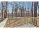 Wooden deck overlooking wooded backyard at 4476 Post Rd, Winston, GA 30187