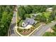 Captivating aerial view of a modern home nestled among trees with a sparkling pool and well-manicured landscaping at 100 Chateau Pl, Woodstock, GA 30188