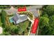 Aerial view of the property and neighborhood at Cox Road and Chateau Place, showcasing landscaping at 100 Chateau Pl, Woodstock, GA 30188