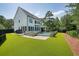 Expansive backyard features a modern pool, lush lawn, and white two-story house, perfect for entertaining at 100 Chateau Pl, Woodstock, GA 30188