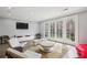 Bright living room featuring French doors to outside patio, recessed lighting, and modern decor at 5021 Heatherwood Ct, Roswell, GA 30075