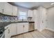 Modern kitchen with white cabinets, mosaic backsplash, and stainless steel appliances at 1565 Ocala Sw Ave, Atlanta, GA 30311