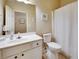 Bathroom with a modern vanity and a tiled floor at 3710 Blackgold Dr, Buford, GA 30519