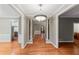 Hardwood floor dining room with access to kitchen and living areas at 561 Congress Pkwy, Lawrenceville, GA 30044