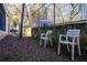 Relaxing area in the community with chairs, table, and wooded area behind fence at The Reynolds in Atlanta at 640 Glen Iris Ne Dr # 515, Atlanta, GA 30308