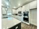 Modern kitchen featuring stainless steel appliances and an island with quartz countertops at 339 Garnet Dr, Acworth, GA 30101