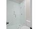 Clean bathroom with a shower stall and glass enclosure at 2960 S Pharr Nw Ct # N2, Atlanta, GA 30305