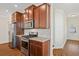 Modern kitchen featuring stainless steel appliances, a gas range, and plenty of counter space at 2881 Grandin Way, Marietta, GA 30008