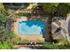 Overhead view of a sparkling pool, complete with landscaping and a pool house at 3635 E Paces Ne Cir # 1110, Atlanta, GA 30326