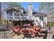 Backyard featuring a stone patio and fire pit with plenty of seating at 54 Etham Pl, Douglasville, GA 30134
