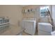 Laundry room with washer, dryer, and folding counter at 1403 Shiloh Oak Dr, Loganville, GA 30052