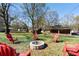 Landscaped backyard with fire pit perfect for outdoor gatherings at 15 E Georgia Ave, Emerson, GA 30137