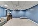 Finished basement with neutral carpet, blue walls, ceiling fan, and casual seating at 976 Forest Pond Cir, Marietta, GA 30068