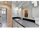 Bathroom vanity with sleek countertop and modern pendant lights at 976 Forest Pond Cir, Marietta, GA 30068