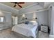 Comfortable main bedroom with decorative wall trim, light gray walls, and accent lighting at 976 Forest Pond Cir, Marietta, GA 30068