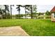 Large backyard with a pond view, basketball goal, and expansive lawn at 300 Jonesboro Rd, Mcdonough, GA 30253