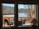 A stunning waterfront view with deck as seen through the living room windows at 4380 Serenity Lake Dr, Cumming, GA 30028