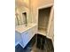 New bathroom with sink and vanity and closet with marble tile floor at 3740 Cobblestone Dr, Loganville, GA 30052
