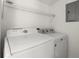 Convenient laundry room equipped with washer, dryer, and overhead storage for efficient chores at 327 Thornton Sw St, Atlanta, GA 30315