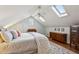 Bedroom featuring hardwood floors, skylights, and a comfortable bed with bright pillows at 2120 Mckinley Nw Rd, Atlanta, GA 30318