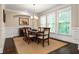 Formal dining room with wainscoting, dark wood floors, and large windows at 938 Canterbury Ln, Atlanta, GA 30324