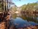 Scenic view of a tranquil pond surrounded by lush greenery at 1348 Rolling Stream Way, Lawrenceville, GA 30043