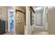 Bright hallway with neutral walls, carpet flooring, and decorative quilt adding warmth to the home at 744 Dean Way, Lawrenceville, GA 30044