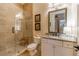Stylish bathroom featuring a glass enclosed shower and granite countertops at 3631 Habersham Nw Rd, Atlanta, GA 30305