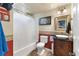 Traditional basement bathroom with shower/tub combo, stylish vanity, and neutral color scheme at 5305 Lower Creek Ct, Cumming, GA 30040