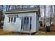 Cozy backyard outbuilding featuring a stylish door, window, and ample storage for a variety of outdoor needs at 1104 Fox Ln, Woodstock, GA 30188