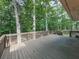 Large wood deck surrounded by towering mature trees and wood railing at 4422 Fincher Rd, Canton, GA 30114