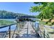 View of a boat dock from the walkway on the lake, showcasing the tranquil waterfront setting at 5760 Windjammer Pt, Cumming, GA 30041