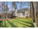 Artificial turf yard with a deck and swingset at 3214 Country Walk Dr, Powder Springs, GA 30127