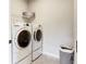 Functional laundry room with a new washer and dryer set and custom shelving at 1148 Burlington Ct, Mcdonough, GA 30253