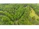 Expansive aerial view of the property surrounded by dense, mature trees and open green spaces at 4156 Holly Springs Rd, Rockmart, GA 30153