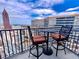 Balcony sitting area offers open views of the city and nearby buildings at 400 W Peachtree Nw St # 3216, Atlanta, GA 30308