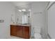 Modern bathroom featuring a single sink, marble countertops, and shower at 3325 Piedmont Ne Rd # 1907, Atlanta, GA 30305