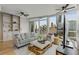 Well-lit living room with stylish decor, shelving, and expansive city views at 3325 Piedmont Ne Rd # 1907, Atlanta, GA 30305