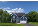 Charming two-story home with blue siding, a gabled roof, and an attached two-car garage at 1193 Burlington Ct, Mcdonough, GA 30253