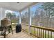 Outdoor porch features a wood deck, a grill, and peaceful wooded view at 2304 Isla Run, Woodstock, GA 30188