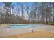 Large community pool surrounded by mature trees and landscaping at 100 Duval Dr, Alpharetta, GA 30009